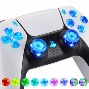 Mehrfarbig beleuchtete transparente D-Pad Thumbsticks Share Option Home Face Buttons DTF LED Kit für PS5 Controller 7 Farben 9 Modi Touch Control