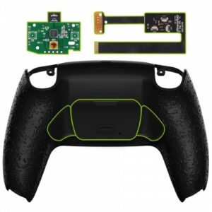 Gummiertes schwarzes Rise Remap-Kit mit Upgrade-Board + neu gestalteter Rückschale + Zurück-Tasten für PS5-Controller